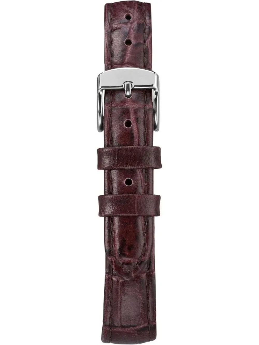 Women's Brown/Silver-Tone/White/30mm Easy Reader Leather Strap Wrist Watches